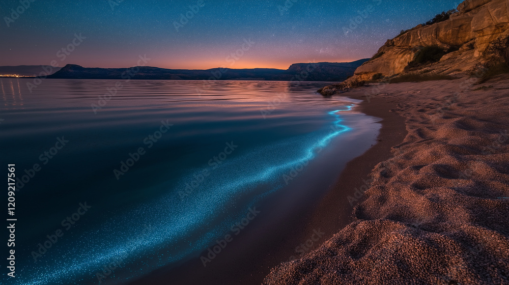 Bioluminescence in the sea.