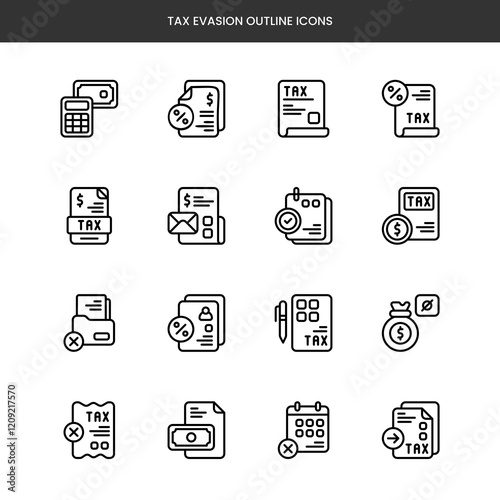 Tax Evasion Outline Icons