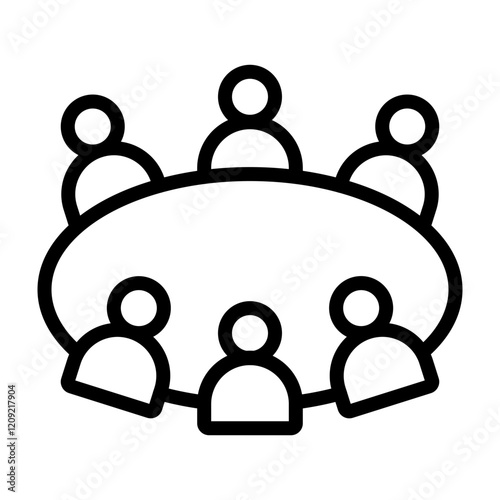 Roundtable Discussion Vector Line Icon Design