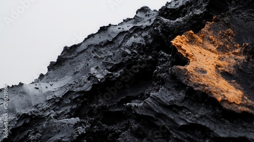 Textured lava rock formations in striking colors.