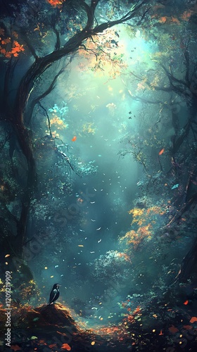 Enchanted Autumn Forest: A Mystical Nature Scene