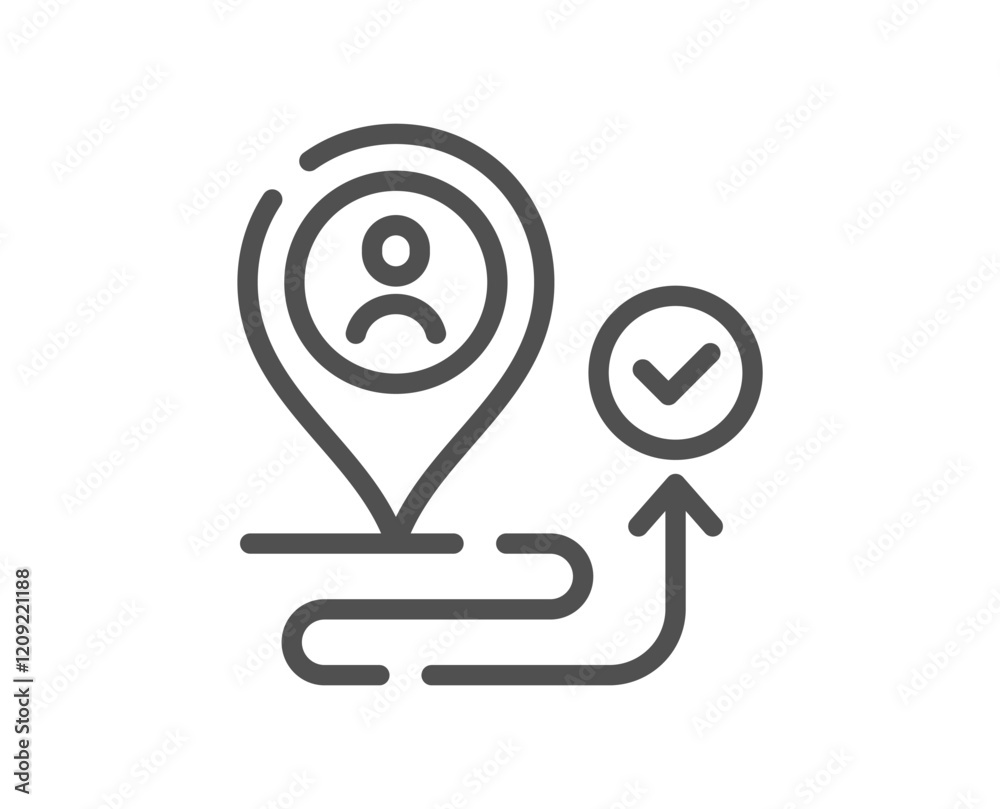 Customer service line icon. User journey sign. Business solution symbol. Quality design element. Linear style customer icon. Editable stroke. Vector