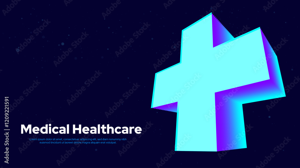 Obraz premium 3D Blue Digital Plus Sign Background. Aid and Health Care for Hospital Emergency Banner. Medical Symbol of Emergency Help. 3D Math Plus Vector Illustration.