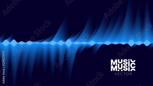 Abstract Blue Smooth Digital EQ Equalizer. Sound Wave Design Element. Speaking Sound Wave Vector Illustration. Artificial Intelligence AI Assistant Voice Visualization.