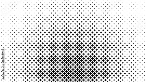 Abstract Geometric Mosaic Gradient Tiles Pattern. Hipster Fashion Design Print Plus Sign Pattern. Halftone Gradient Minimal Background. Vector Illustration.