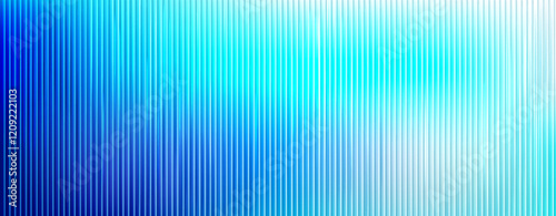 Ribbed blue glass background. Vector realistic illustration of abstract plastic surface with vertical stripes, blurry wall, corrugated acrylic sheet with light reflection, elegant interior element