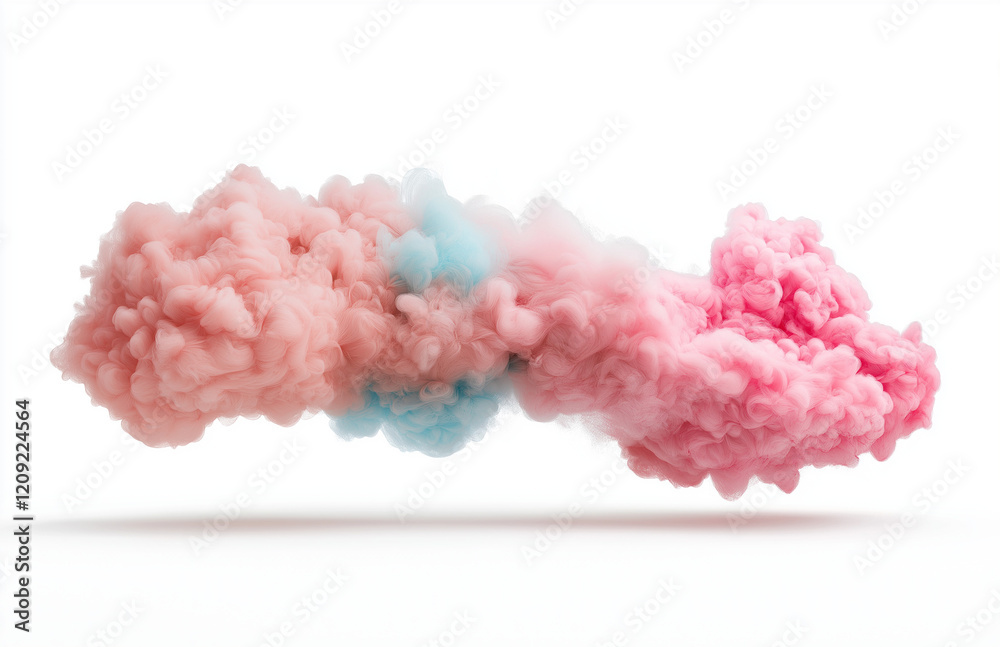 Fototapeta premium Vibrant Ink Clouds on White Background, Dynamic Color Blend with Flowing, Swirling Patterns for Abstract Art, Creative Design Projects, and Eye-Catching Visuals