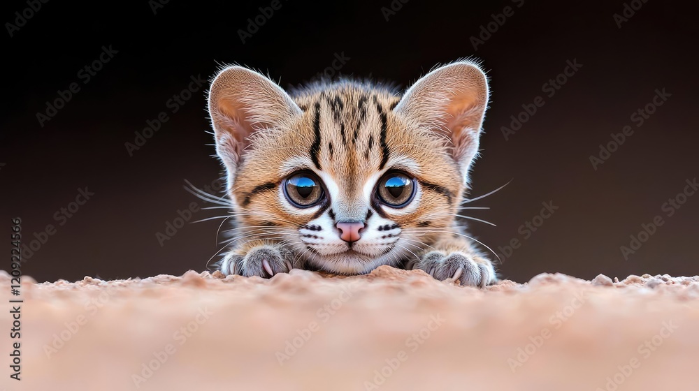 Adorable baby black-footed cat, South Africa, wildlife. Use nature magazines, wildlife documentaries Adorable baby black-footed cat, South Africa, wildlife. Use nature magazines, wildlife documentaries
