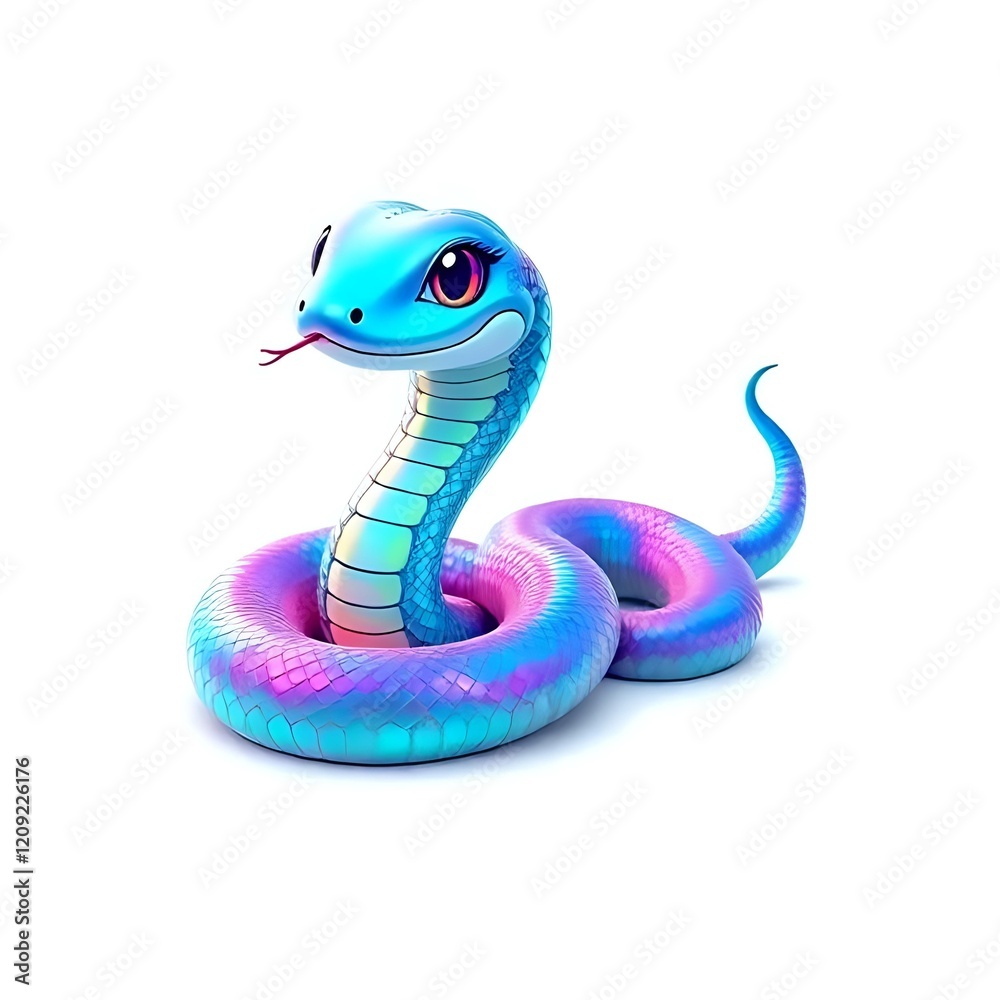 Fototapeta premium A holographic Snake Isolated on White Background