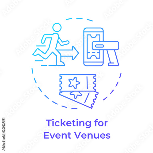 Event venues ticketing blue gradient concept icon. Security software, entertainment. Round shape line illustration. Abstract idea. Graphic design. Easy to use in infographic, presentation