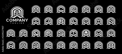 Simple line abstract initial letter A-Z logo set