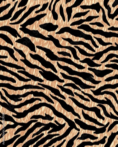Seamless pattern with realistic tiger stripes texture