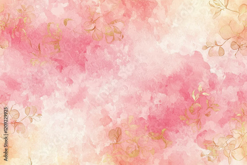 Soft pink watercolor ombre pattern with delicate floral accents for versatile design use