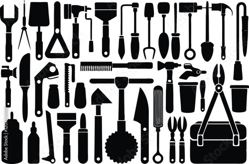 Set of silhouette Tools for vector illustration