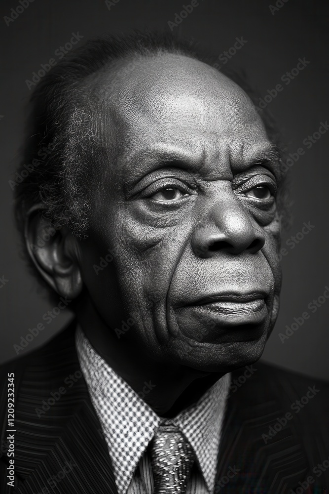 Portrait of a thoughtful elderly man in a suit, black and white photography. Portrait of a thoughtful elderly man in a suit, black and white photography.