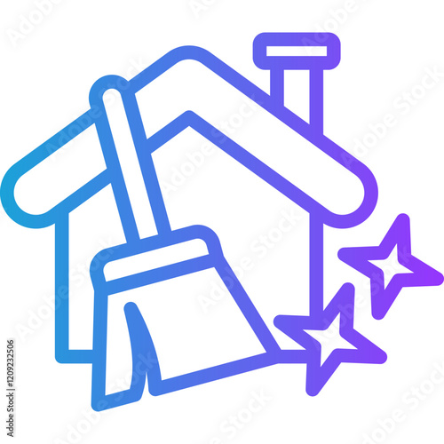 Cleaning line gradient icon