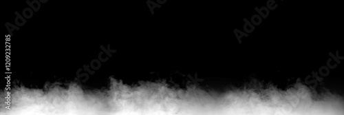 Mysterious smoke billows out, separated from the background, creating an abstract mystical atmosphere as particles of vapor and incense float into the air. Dark grey smoke mixes with mistvapor