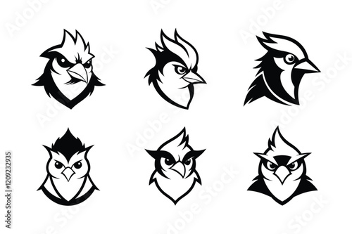 Blue Jay (Cyanocitta cristata) mammal animal, labeled silhouette vector art illustration.