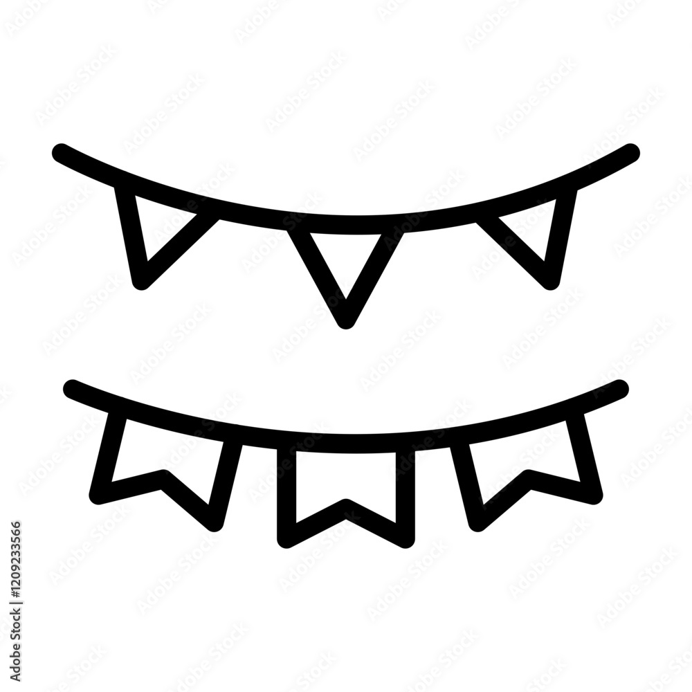 Birthday Bunting Vector Line Icon Design Birthday Bunting Vector Line Icon Design