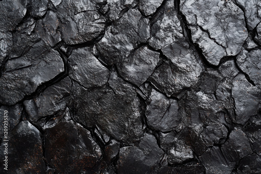 A high-detail texture of coal, showcasing rugged patterns, reflective highlights, and rich black tones, perfect for a raw industrial vibe. A high-detail texture of coal, showcasing rugged patterns, reflective highlights, and rich black tones, perfect for a raw industrial vibe.