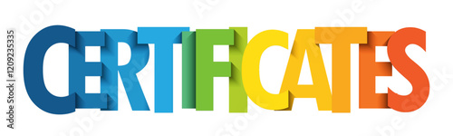 CERTIFICATES colorful vector typography banner