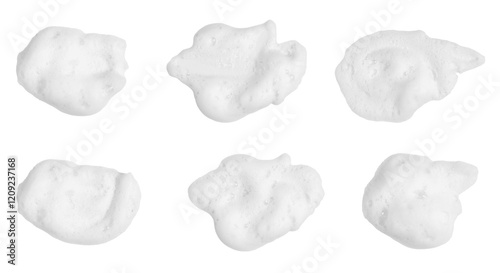 Cuadro en lienzo Isolated on a white background, a heap of foamy, soapy suds, created by shampoo