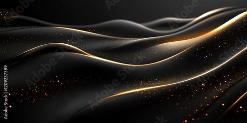 Golden light glowing gradient background black grainy texture header cover design, Generative AI