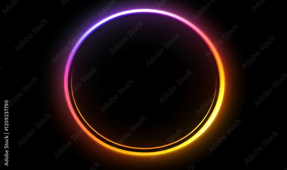 Dark purple yellow glowing gradient circle on black background, retro banner design, Generative AI Dark purple yellow glowing gradient circle on black background, retro banner design, Generative AI