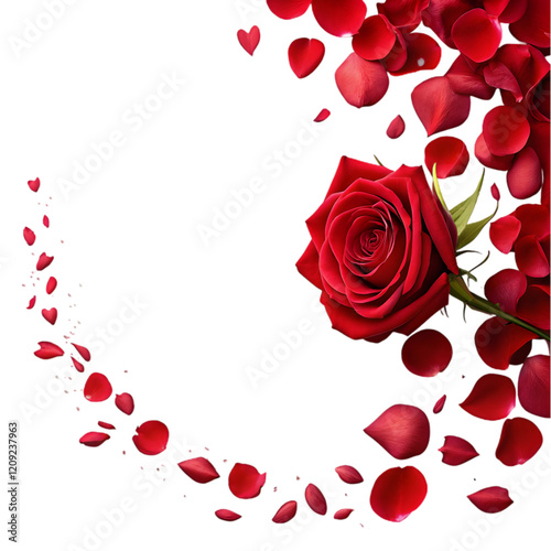 Fototapeta Naklejka Na Ścianę i Meble -  Bouquet of red roses isolated, red rose border frame. Flower and plant background. PNG