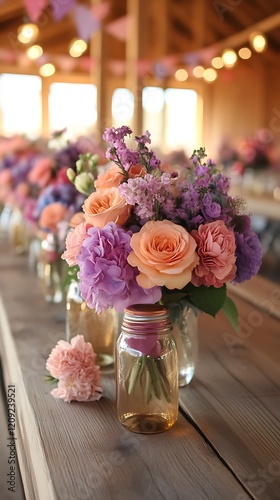 Rustic Barn Wedding Centerpiece Flowers
