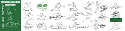 Tennis Continuous One Line Drawing Vector Art
