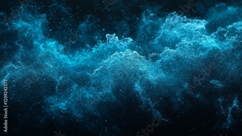 Wallpaper Mural Dark teal blue glowing gradient on black background, noise texture banner design, Generative AI Torontodigital.ca