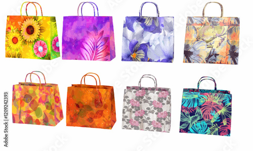 Shopping bags with floral pattern