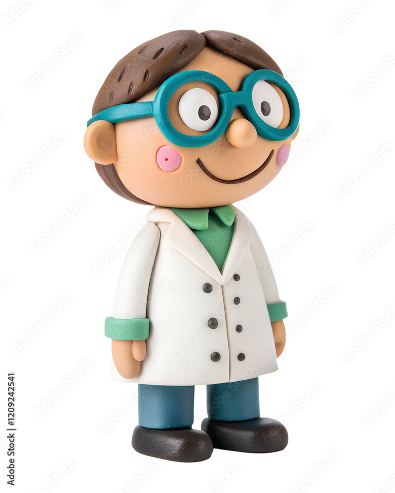 a clay Cute, Forensic Scientist, happy and smile, isolated on a transparent background a clay Cute, Forensic Scientist, happy and smile, isolated on a transparent background