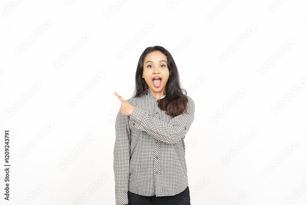 Pointing to the Side Of Beautiful Asian Woman Isolated On White Background Pointing to the Side Of Beautiful Asian Woman Isolated On White Background