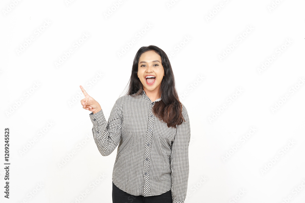 Pointing to the Side Of Beautiful Asian Woman Isolated On White Background Pointing to the Side Of Beautiful Asian Woman Isolated On White Background