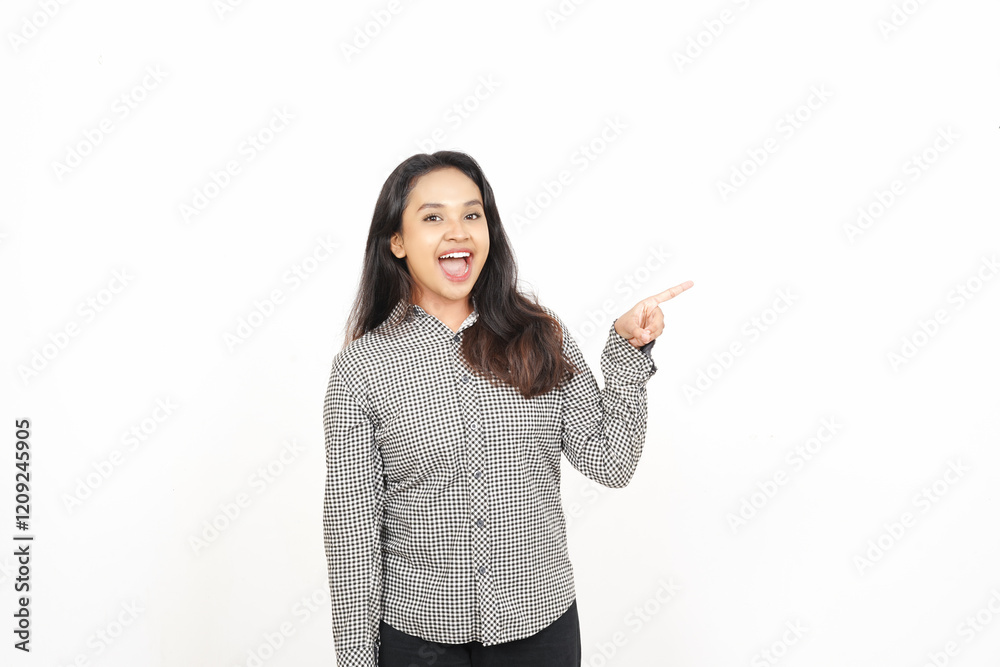 Pointing to the Side Of Beautiful Asian Woman Isolated On White Background Pointing to the Side Of Beautiful Asian Woman Isolated On White Background