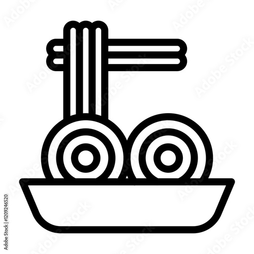 Pad Thai Vector Line Icon Design