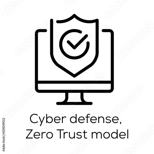 Cyber Defense Zero Trust Icon - Shield with Checkmark Representing Zero Trust Security Model
