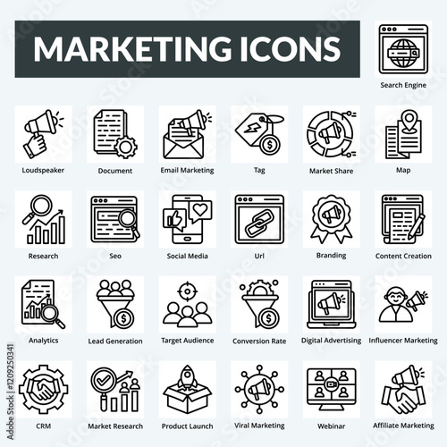 marketing vector line icon set