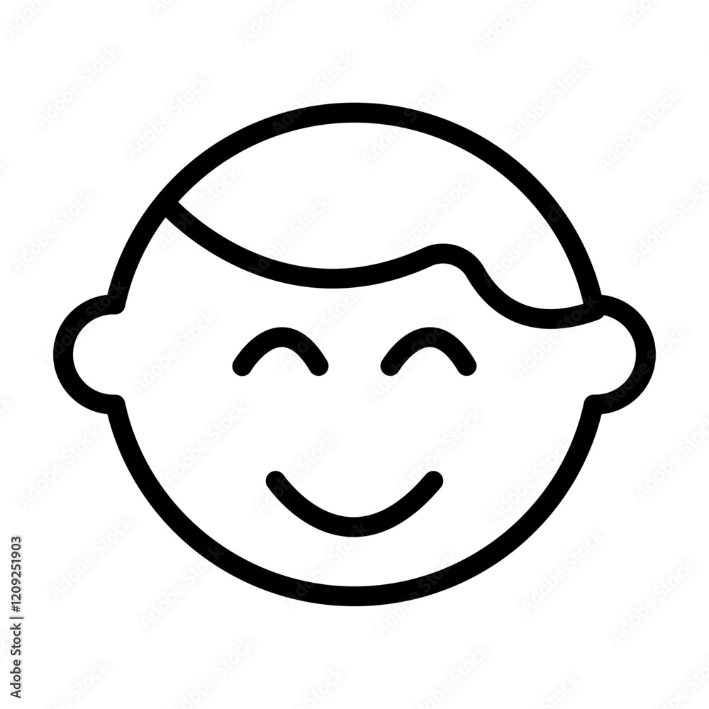 Happy Child Vector Line Icon Design Happy Child Vector Line Icon Design