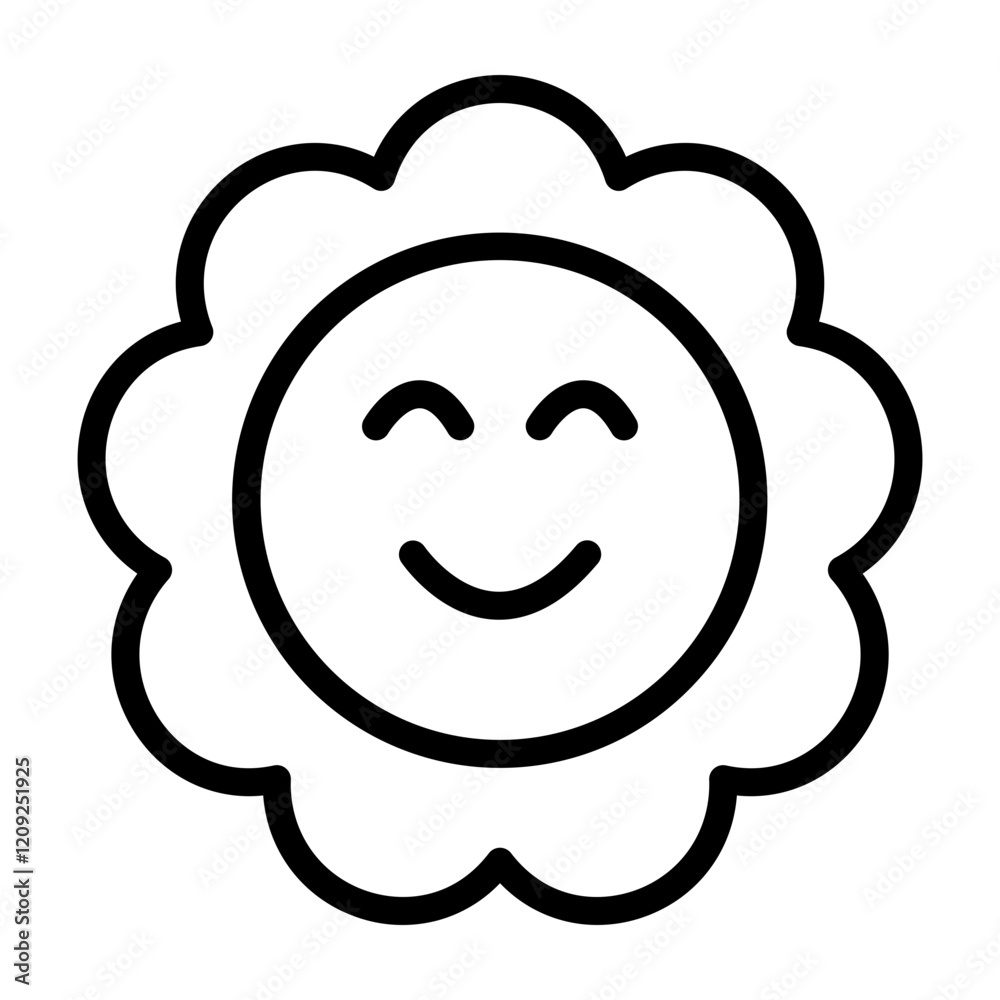 Blossoming Flower Vector Line Icon Design Blossoming Flower Vector Line Icon Design