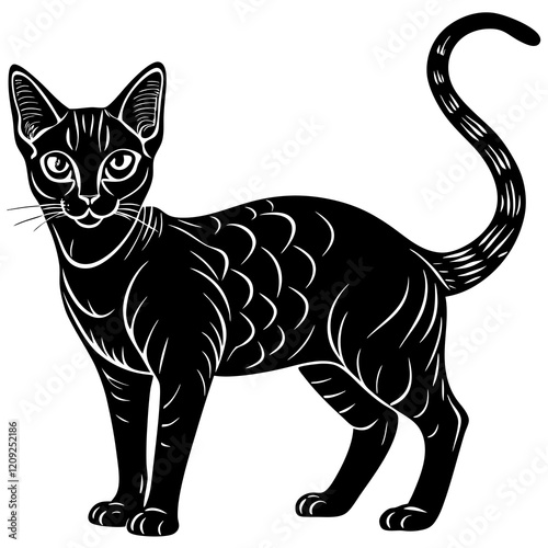 Abyssinian Cat Silhouette on White