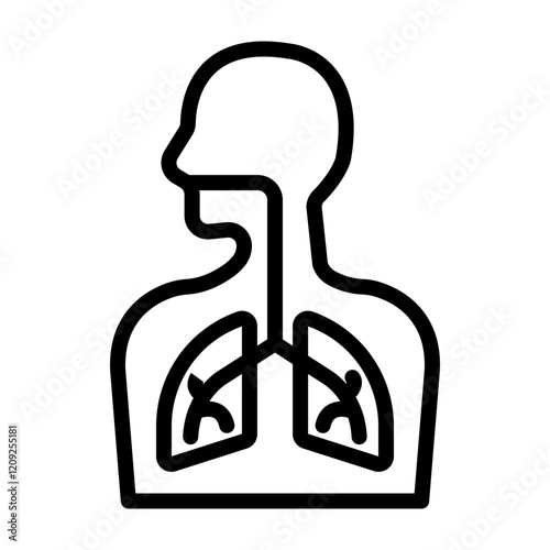 Respiratory System Vector Line Icon Design