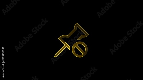  Glowing neon Push pin iconanimation on blacl background photo