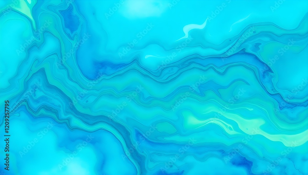 Fototapeta premium Ethereal Teal, Blue & Green Watercolor Swirl Abstract Background art aqua paint fluid 