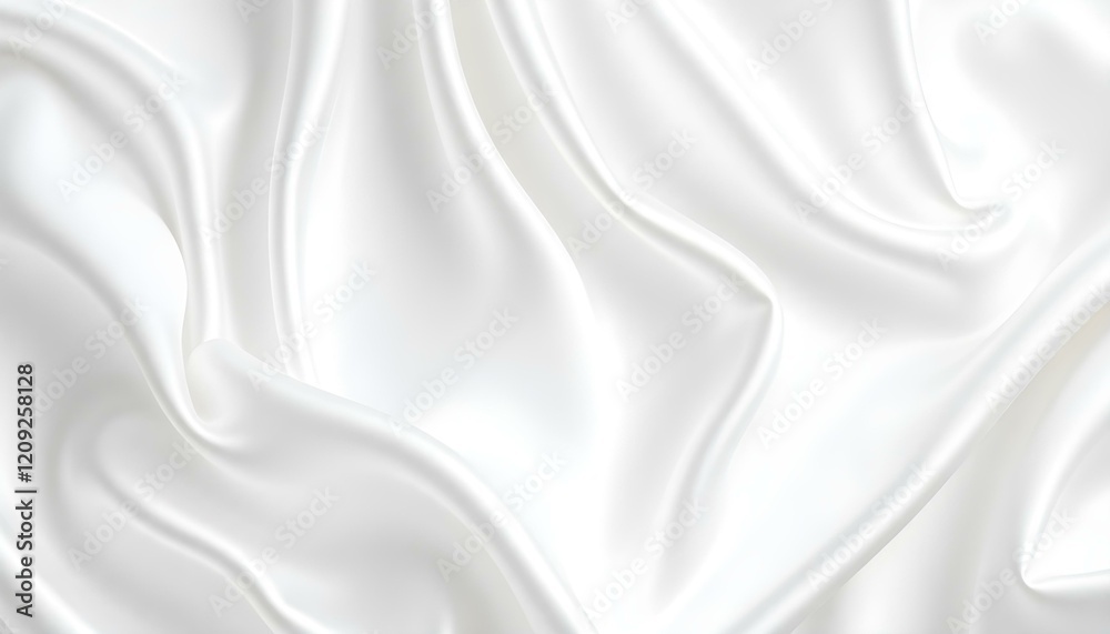 Fototapeta premium Luxurious White Silk Fabric Texture: Elegant Draped Background soft folds shiny satiny 