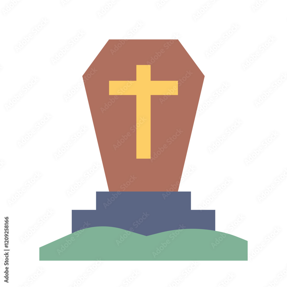 Obraz premium grave halloween flat style