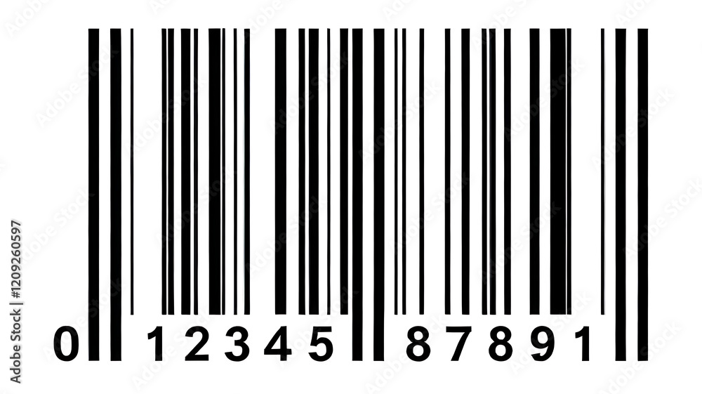 Standard Barcode with Numeric Code: barcode scanner, barcode technology, UPC code, barcode system, product identification. Standard Barcode with Numeric Code: barcode scanner, barcode technology, UPC code, barcode system, product identification.