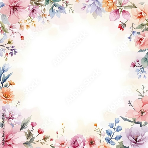 Charming watercolor floral arrangement border, floral, watercolor, artistic